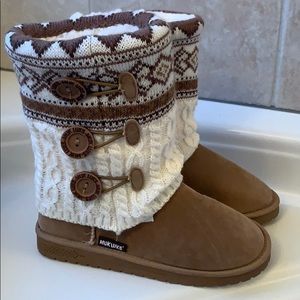 Muk Luks Camel Knit Boots